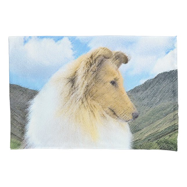 Funda De Cojín Collie in Mountains (Rough) Painting - Dog Art (Anverso)