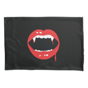 Funda De Cojín Colmillos de vampiro y sangre gótica personalizada