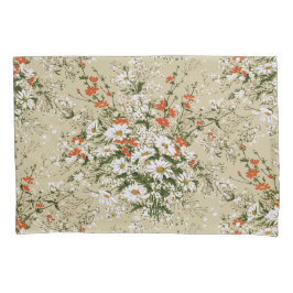 Funda De Cojín Color de agua vintage Flor silvestre Daisy Bouquet