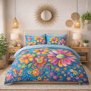 Funda De Cojín Colores Brillantes Florales