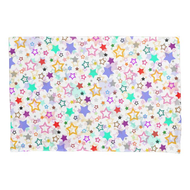 Funda De Cojín Colorful Stars White  (Anverso)