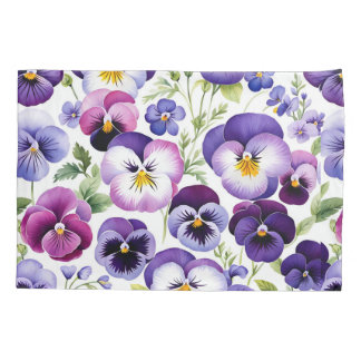 Funda De Cojín Colorida acuarela Pansy Flores fondo blanco