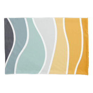 Funda De Cojín Coloridas olas de estilo retro en verano