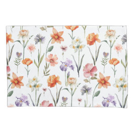 Funda De Cojín Colorido acuarela Flor silvestre Patrón floral