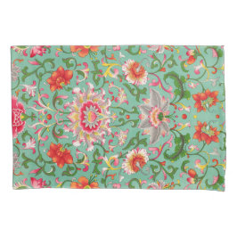 Funda De Cojín Colorido elegante patrón asiático floral Chinoiser