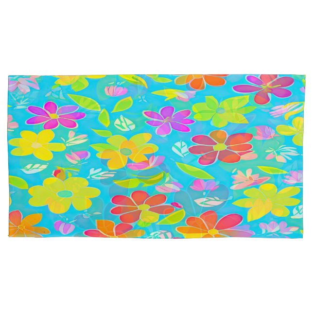 Funda De Cojín Colorido juego de camas florales (Anverso-izquierdo)