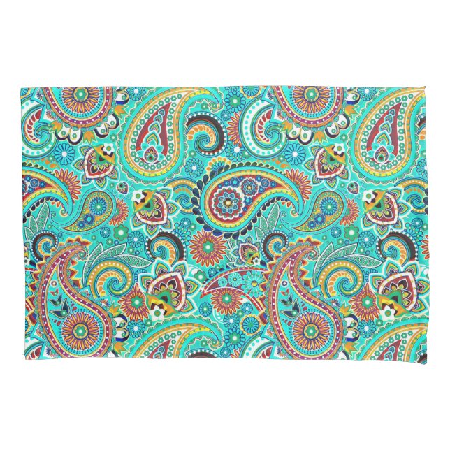 Funda De Cojín Colorido Retro Paisley (Anverso)
