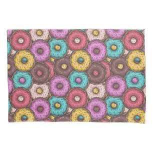 Funda De Cojín Coloridos Donuts de acuarela con patrón de salpica