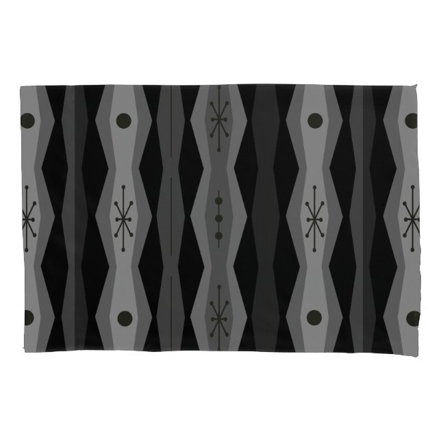 Funda De Cojín Columnas abstractas de la era atómica gris negro (Anverso)