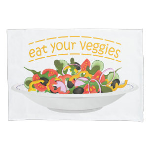 Funda De Cojín Coma tus verduras Cita cuenco de ensaladas frescas
