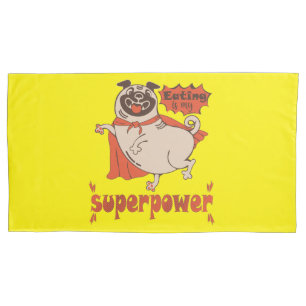 Funda De Cojín Comer es mi sobrenombre rojo cloak pug estilo cómi