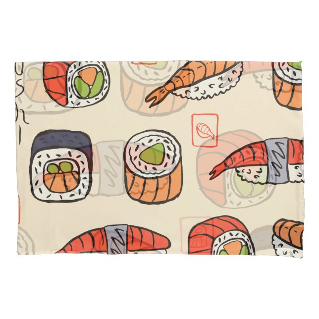 Funda De Cojín Comida de sushi, diseño de patrones impecable. (Anverso)