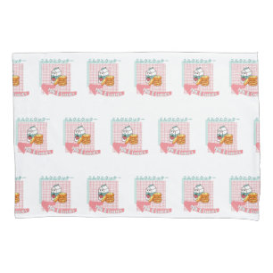 Funda De Cojín comida kawaii - leche tierna y galleta, rosa, turq