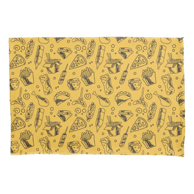 Funda De Cojín Comida rápida Hamburguesa Fries Patrón de pollo de (Anverso)