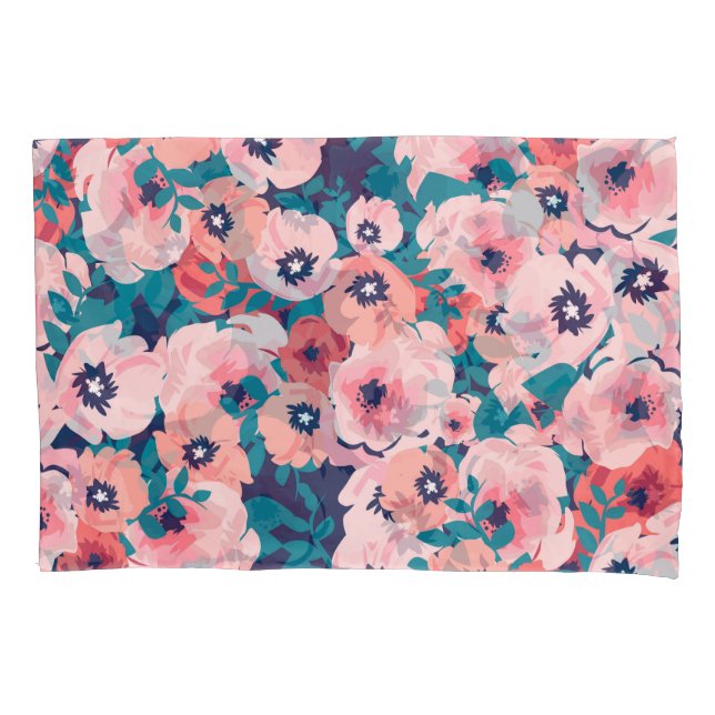 Funda De Cojín Comprimido Floral de acuarela: Peonies de época. (Anverso)