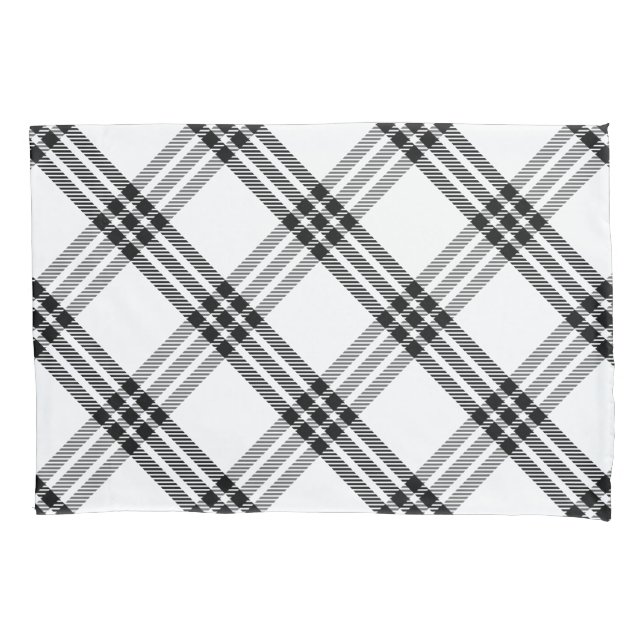 Funda De Cojín Comprobación de búfalo en blanco y negro (Anverso)