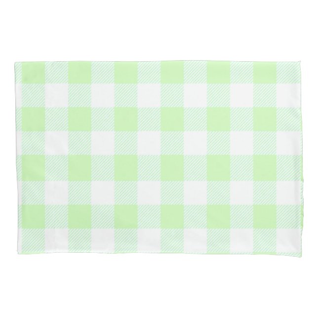Funda De Cojín comprobación de gingham verde claro (Anverso)