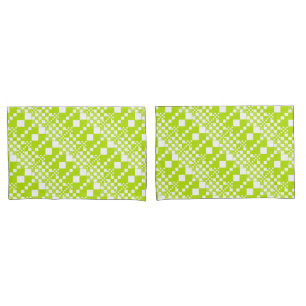 Funda De Cojín Comprobaciones, verde animado y blanco