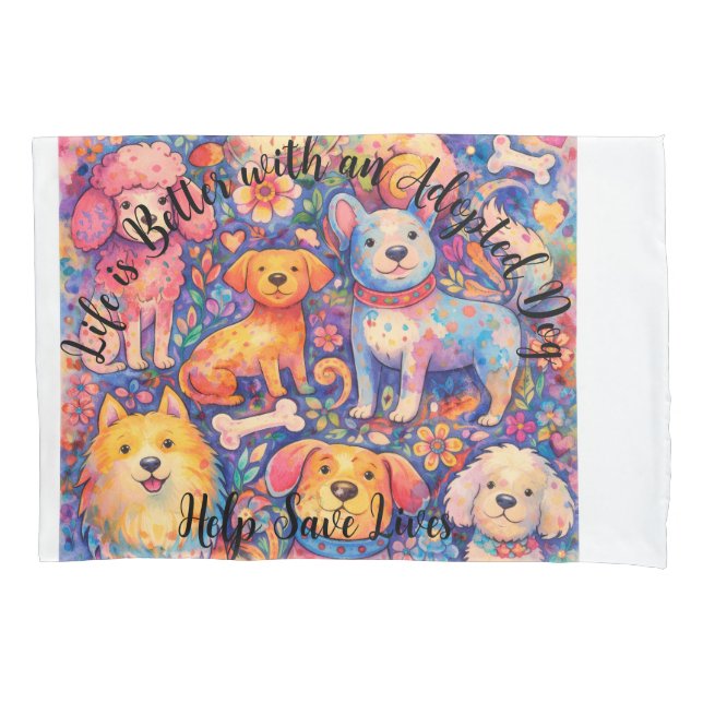 Funda de cojín con tema de perro adoptado - 20" X  (Anverso)