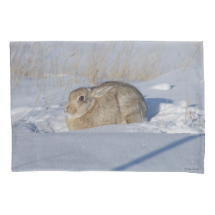 Funda De Cojín Conejo de cola de algodón R5 en la nieve
