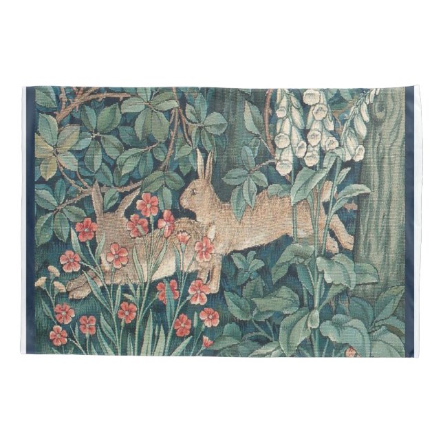 Funda De Cojín Conejo En El Bosque - William Morris (Reverso)