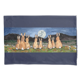 Funda De Cojín Conejos Bunny Watch Moon Night Sky Nature Meadow