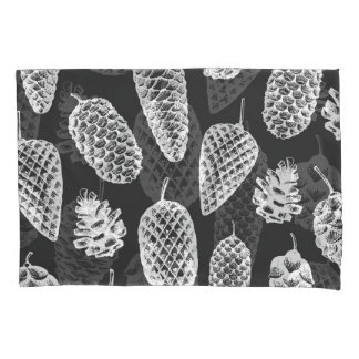 Funda De Cojín Conos de pino vintage, pizarra botánica.