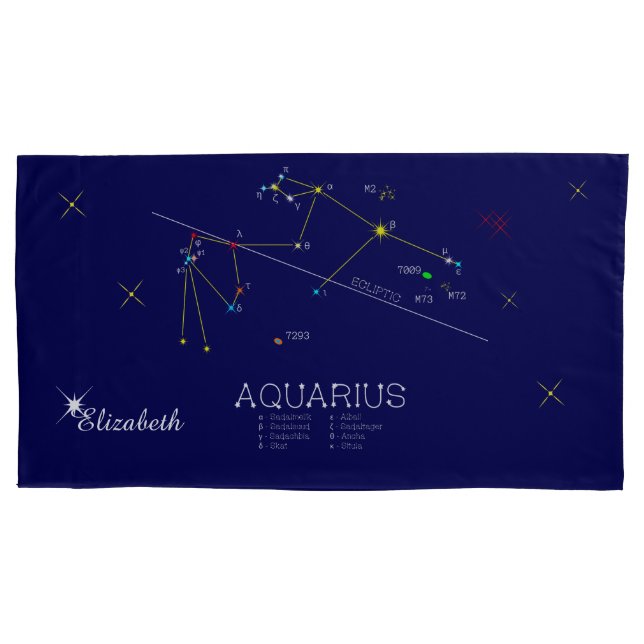 Funda De Cojín Constellation AQUARIUS único, soberbio (Anverso)