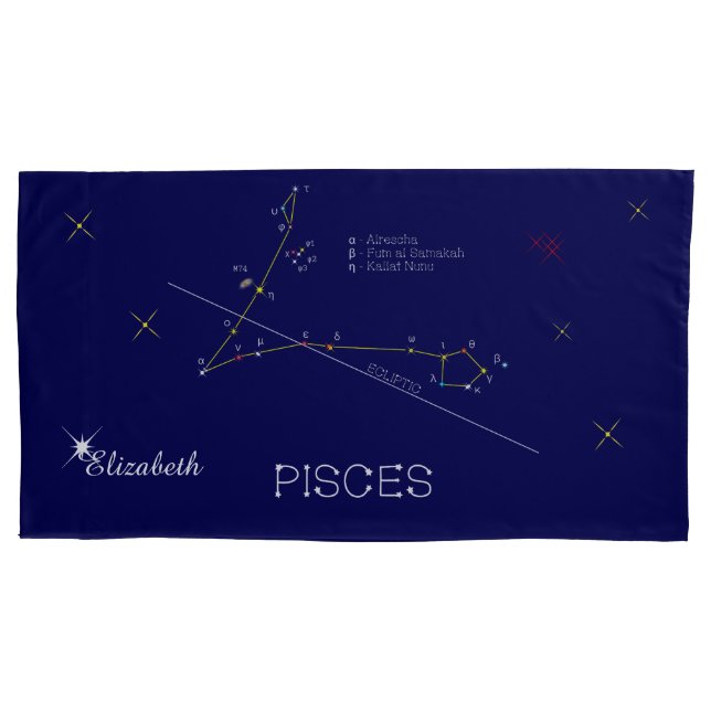 Funda De Cojín Constellation PISCES único, brillante (Anverso)
