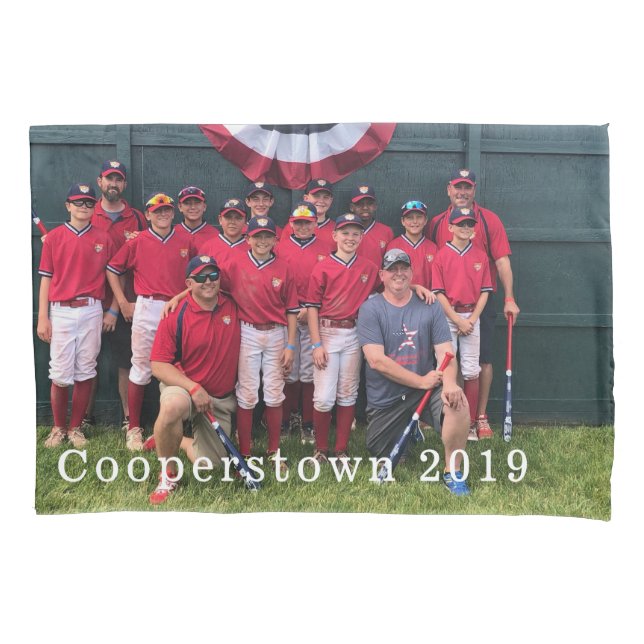 Funda De Cojín Cooperstown NY Baseball Team Photo Coach Player (Anverso)