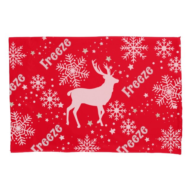 Funda De Cojín copos de nieve de rojo (Anverso-izquierdo)