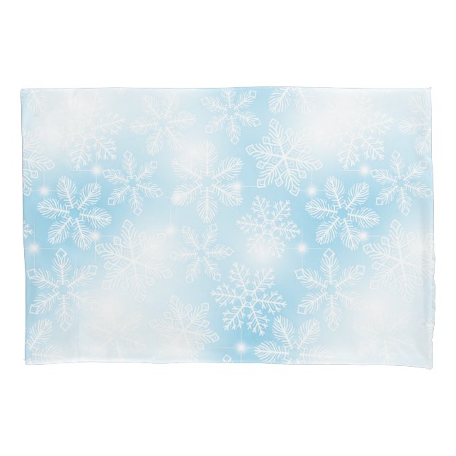 Funda De Cojín Copos de nieve y luces azules (Anverso)