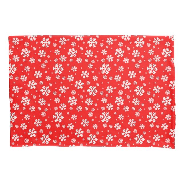 Funda De Cojín Coprojos Blancos en Patrón de Invierno Rojo (Anverso)