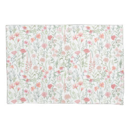 Funda De Cojín Coquette Feminine Pink Wildflower Meadow
