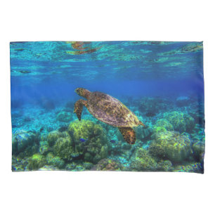 Funda De Cojín Coral de tortuga tropical submarina