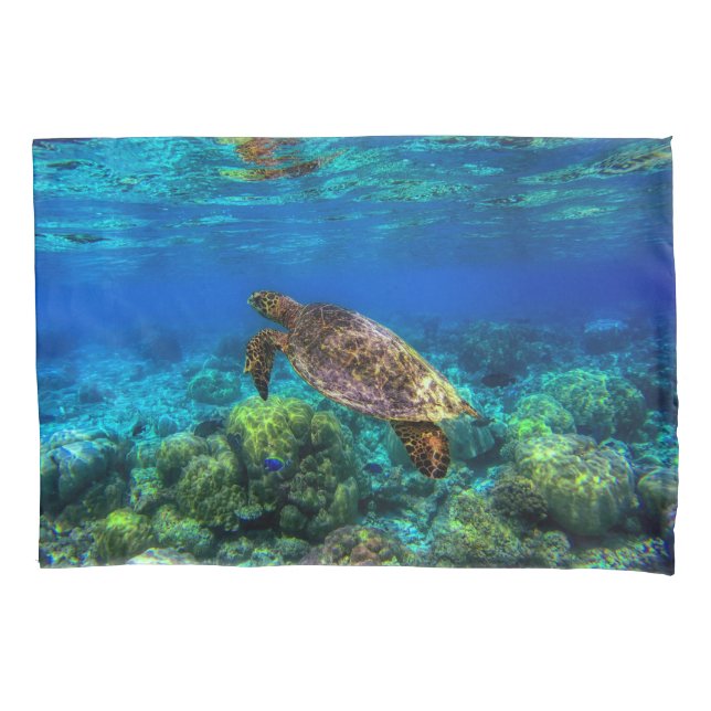 Funda De Cojín Coral de tortuga tropical submarina (Anverso)