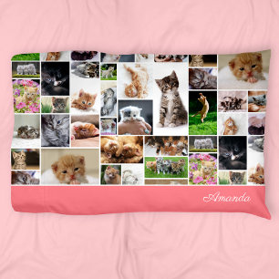 Funda De Cojín Coral Gato Rosa De Coral De Montaje De Fotografía