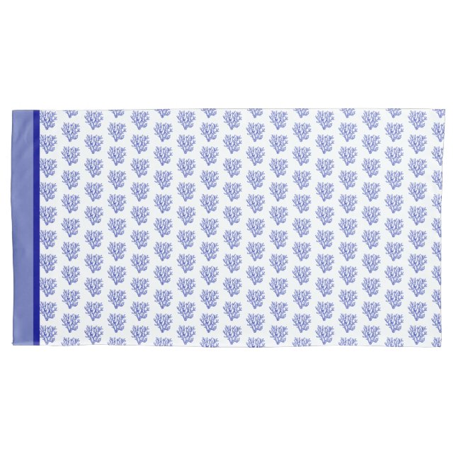 Funda De Cojín Corales marinos azules y blancos (Anverso-izquierdo)
