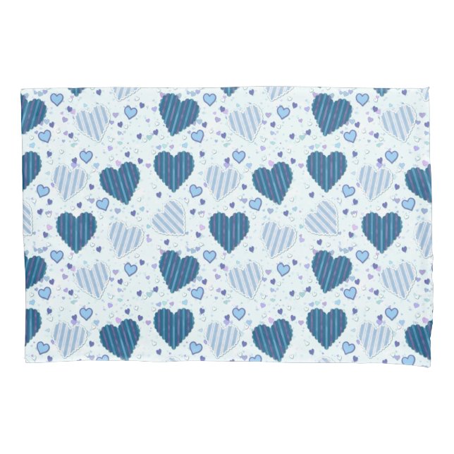 Funda De Cojín Corazón Azul Y Blanco (Anverso-izquierdo)