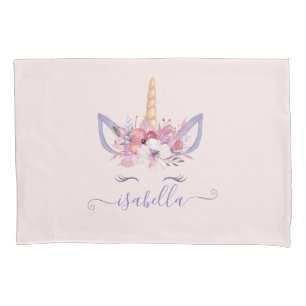 Funda De Cojín Corazón de agua floral unicornio rosa giratorio m