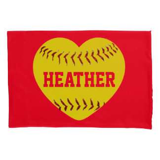Funda De Cojín CORAZÓN del SOFTBALL del AMOR del personalizado I