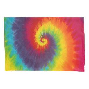 Funda De Cojín Corbata de teñido con remolino de arcoíris Groovy