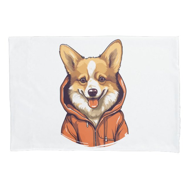 Funda De Cojín Corgi Divertido con Sudadera (Anverso)