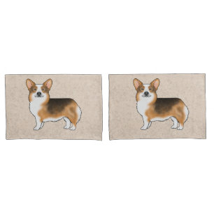 Funda De Cojín Corgui Galés de Pembroke Cabeza Roja Perros Beige