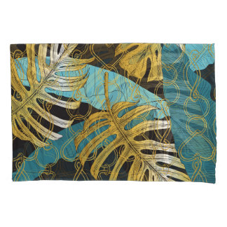 Funda De Cojín Cortina de cadena de oro, hojas tropicales.