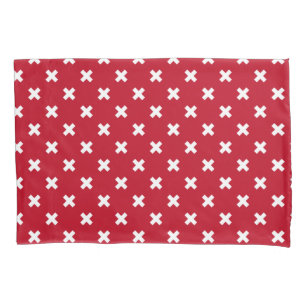 Funda De Cojín Costillas de cruz blanca sobre rojo