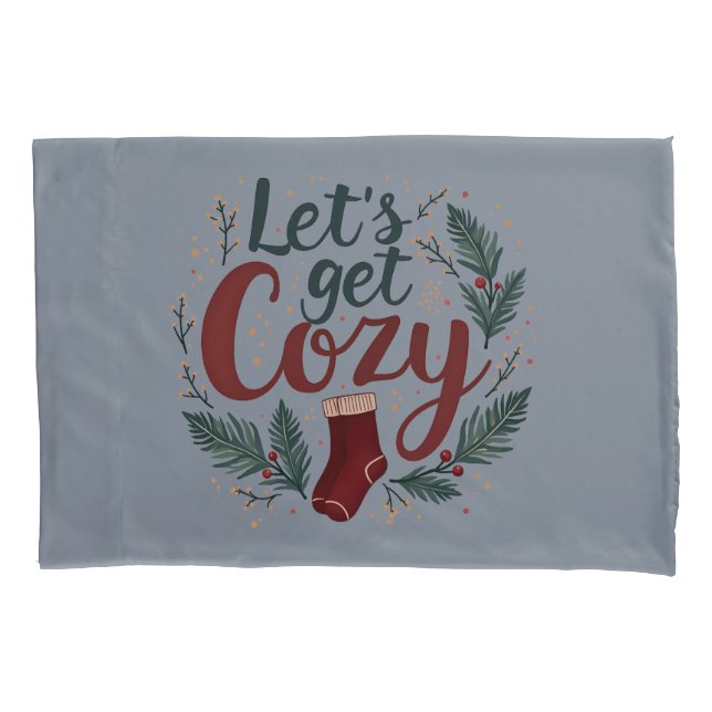 Funda De Cojín Cozy Holiday Pine Berry Lettering (Anverso-izquierdo)