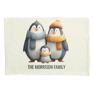 Funda De Cojín Cozy Winter Penguin Family