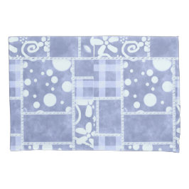 Funda De Cojín Crazy Quilt Blue Gingham Floral Personalized 