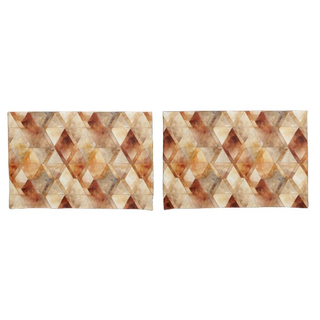 Funda De Cojín Cream Burgundy Red Gold Triangels Navidades (Anverso - Set)